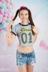 Attractive babe in stockings   NakedTeen.photos