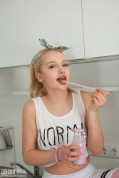 Bare within the kitchen   NakedTeen.photos