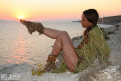 Beach tease by way of brunette   NakedTeen.photos