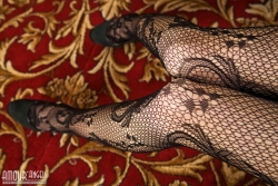 Lady poses in stockings   NakedTeen.photos