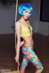 Perky blue haired babe   NakedTeen.photos