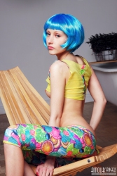 Perky blue haired babe   NakedTeen.photos