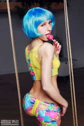 Perky blue haired babe   NakedTeen.photos