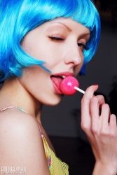 Perky blue haired babe   NakedTeen.photos