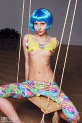 Perky blue haired babe   NakedTeen.photos