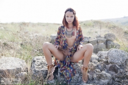 Pretty babe posing in wild   NakedTeen.photos