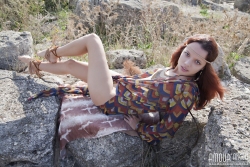 Pretty babe posing in wild   NakedTeen.photos