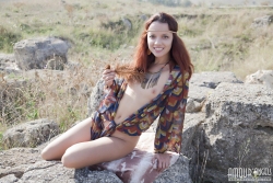 Pretty babe posing in wild   NakedTeen.photos